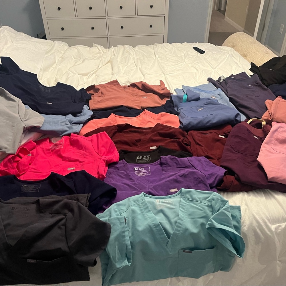 Gently used FIGS many styles. All small tops and medium bottoms